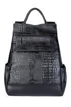 Mochila antifurto de couro croco metais grafite Suelen -