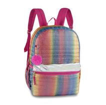 Mochila Arco Íris Holográfica de Costas com Pompom - Clio