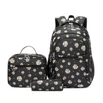 Mochila Armbq Daisy estampada para meninas com lancheira e estojo de lápis