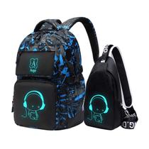 Mochila Asge para meninos em idade escolar impermeável azul