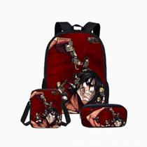 Mochila Attack Titans, 3 unidades/conjunto, impermeável para crianças em idade escolar Mochila Attack Titans, 3 unidades/conjunto, impermeável para crianças em idade escolar