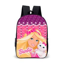 Mochila Avulsa Escolar Feminina Menina Estilo Fashion Mundo Rosa Boneca Aventura e Diversão Barbi