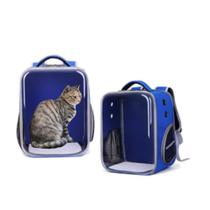 Mochila azul pet bolsa transporte cao gato cachorro astronauta transparente
