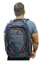 Mochila Azul Unissex Notebook c/alça cabo de aço Espaçosa Mochila Azul Unissex Notebook c/alça cabo de aço Espaçosa