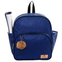 Mochila Baby Nut Mosaico Bege e Azul Marinho