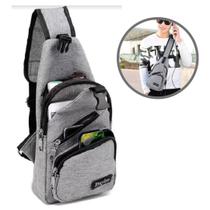 Mochila Bag transversal de ombro Unissex Com Entrada Usb