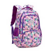 Mochila Bansusu com estampa geométrica de nylon roxo para meninas