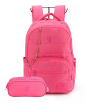 Mochila Barbie Costas Escolar Meninas Juvenil E Estojo Rosa