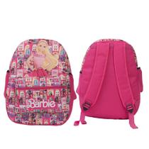 Mochila Barbie Juvenil Feminina Infantil de Costas Cor Rosa