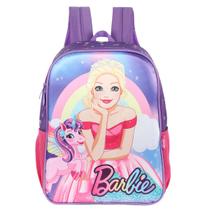 Mochila Barbie Meninas Original Unicórnio Princesa Alças Violeta