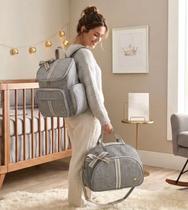 Mochila Bebe Bolsa Tiracolo G Cinza Luxo Maternidade