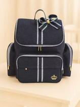 Mochila Bebe Maternidade G Luxo Azul Menino Laço