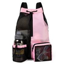Mochila BeeGreen Mesh Swim Gym Bag rosa 48x35 cm