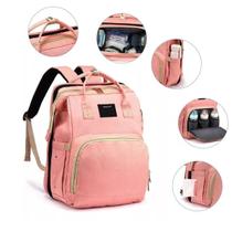 Mochila Berço Dobrável Maternidade Unissex Rosa 60L