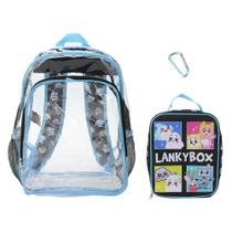 Mochila Bioworld Lanky Box 41 cm transparente com kit de almoço Mochila Bioworld Lanky Box 41 cm transparente com kit de almoço