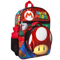 Mochila Bioworld Super Mario com lancheira de 40 cm, conjunto de 5 peças Mochila Bioworld Super Mario com lancheira de 40 cm, conjunto de 5 peças