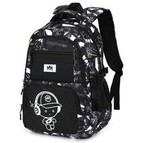 Mochila Bluboon para Niños, Niños, Camuflaje Gris con Grafiti 45x31x17 cm