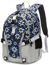Mochila BLUEFAIRY Floral para mulheres/meninas 15.6 para laptop cinza/azul