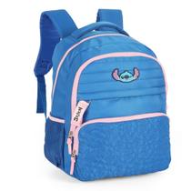 Mochila Bolsa Azul Feminina Estampa Stitch Juvenil Disney