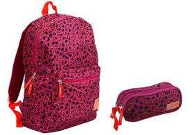 Mochila Bolsa Costas Escolar + Estojo - Feminina - Clio