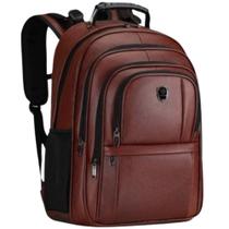 Mochila Bolsa Couro Reforçada Saida Fone de Ouvido Cabo Usb Executiva Trabalho Passeio Escola