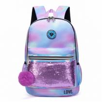 Mochila Bolsa De Costas Feminina Tie Dye Juvenil Escolar Colorida Pompom