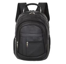 Mochila Bolsa de Couro Média Universitária Unissex Reforçada Com Cabo de Aço Preta Mochila Bolsa de Couro Média Universitária Unissex Reforçada Com Cabo de Aço Preta