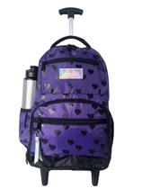 Mochila Bolsa De Rodinhas Feminina Escolar Violeta