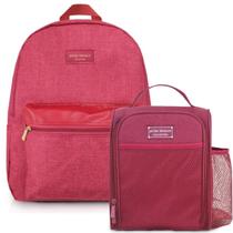 Mochila Bolsa Escolar Costas Adulto Juvenil Casual Trabalho Viagem Unissex Masculina Feminina + Bolsa Térmica de Mão Fit