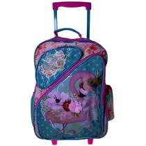 Mochila bolsa escolar de rodinha flamingo