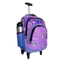 Mochila Bolsa Escolar Feminina Com Rodinhas Premium Unicórnio Lilás