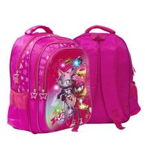 Mochila Bolsa Escolar Feminina Rosa Amy Sonic Led Passeio