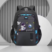 Mochila Bolsa Escolar Viagem Acampamento Material Notebook Astronauta Planetas Reforçada Ortopédica