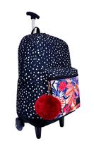 Mochila Bolsa Estampada Universitária Feminina Com Rodinhas