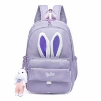 Mochila Bolsa Feminina Polo One Escolar Infantil Reforçada Lilás Coelho
