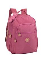 Mochila Bolsa Feminina Reforçada Grande Com Chaveiro Rosa