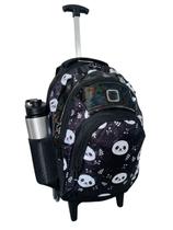 Mochila Bolsa Feminina Rodinhas Panda Escolar Colégio Preto