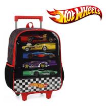 Mochila Bolsa Infantil Escolar Hot Wheels de Rodinhas Preto