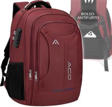 Mochila Bolsa Masculina Feminina Notebook Anti Furto Resistente A Agua Reforçada USB Viagem Escolar Faculdade Trabalho Dia a Dia - ACO