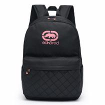 Mochila Bolsa Moda Feminina Moderna Reforçada Preta C/ Rosa