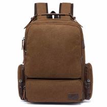 Mochila Bolsa Notebook Faculdade Lona Resistente Viagem Cor Marromclaro Desenho Do Tecido Lisa