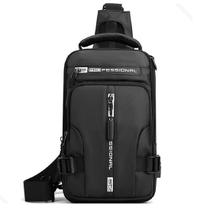 Mochila Bolsa Ombro Resistente Água Sling Crossbody Bag USB