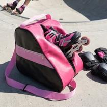 Mochila Bolsa Para Patins Quad Infantil In Line Patinação Preta rosa