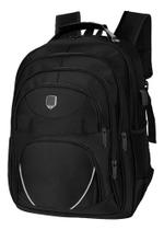 Mochila Bolsa Reforçada com Cabo de Aço Compartimento Para Notebook Preta Bolsos Grandes Sistema Antifurto Antiroubo Top