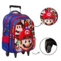 Mochila Bolsa Rodinhas Masculina Super Mario 3D Led Barata