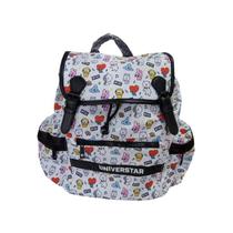 Mochila Branca De Costa Infantil Tipo Saco Personagens Bt21