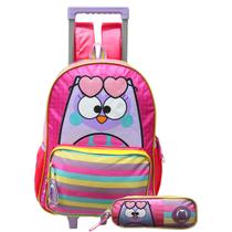 Mochila Bubu E As Corujinhas Rodinhas Kit Estojo Duplo Clio