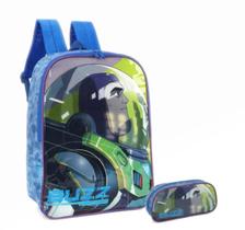 Mochila Buzz Lightyear de Costas com Estojo Escolar Infantil