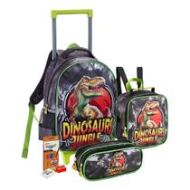 Mochila C/ Rodinha Estojo Lancheira Térmica 3pç Infantil Cinza Dinossauro Mochila C/ Rodinha Estojo Lancheira Térmica 3pç Infantil Cinza Dinossauro