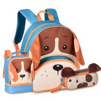 Mochila Cachorrinho com Lancheira e Estojo Escolar Meninos